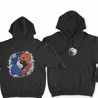 Blusa de Frio Canguro  Yin Yang bem e mal carpas carpa Unissex Streetwear Algodão Confortável Estilo Moda