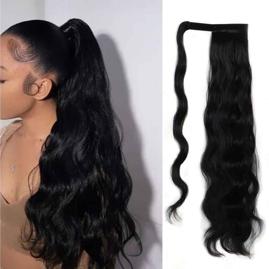 Aplique Rabo de Cavalo Velcro Ondulado 60cm Preto Fibra Organica em Oferta na Shopee