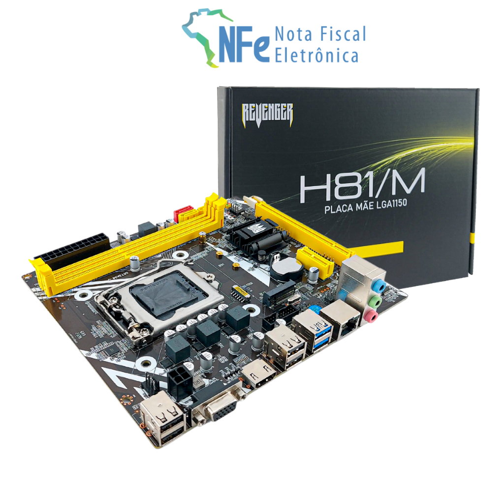 Placa Mãe Soquete LGA 1150 DDR3 Intel H81 Usb 3.0 HDMI PCIe NVMe Micro ATX Gigabit Lan 10/100/1000