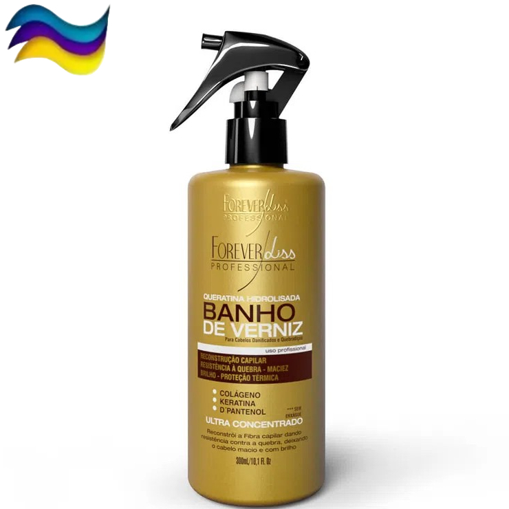 Queratina Hidrolisada Banho de Verniz Forever Liss 300ml Reconstrutor Cabelo Danificado Quebradiço