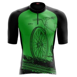 Camisa de Ciclismo Masculina Bike Roda Verde Camiseta Way Roupa Manga Curta Mtb