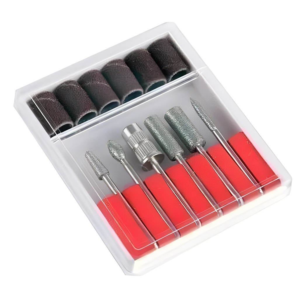 Kit 6 Brocas + 6 Lixas Para Lixa Elétrica Manicure Unha Gel Acrigel