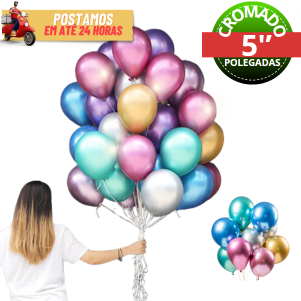 10 Unidades Balão Bexiga Metalizado Cromado Número 5 Polegadas Para Festas e Comemorações em Oferta na Shopee
