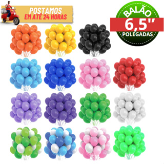 50 Balão Bexiga Latex Liso Nº 6,5 Polegadas Lisa Tradicional Várias Cores Para Festas em Oferta na Shopee