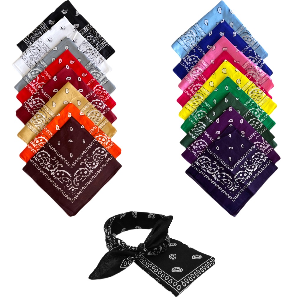 Bandana Lenço Estampado Em Poliéster 55 cm x 55 cm Várias Cores