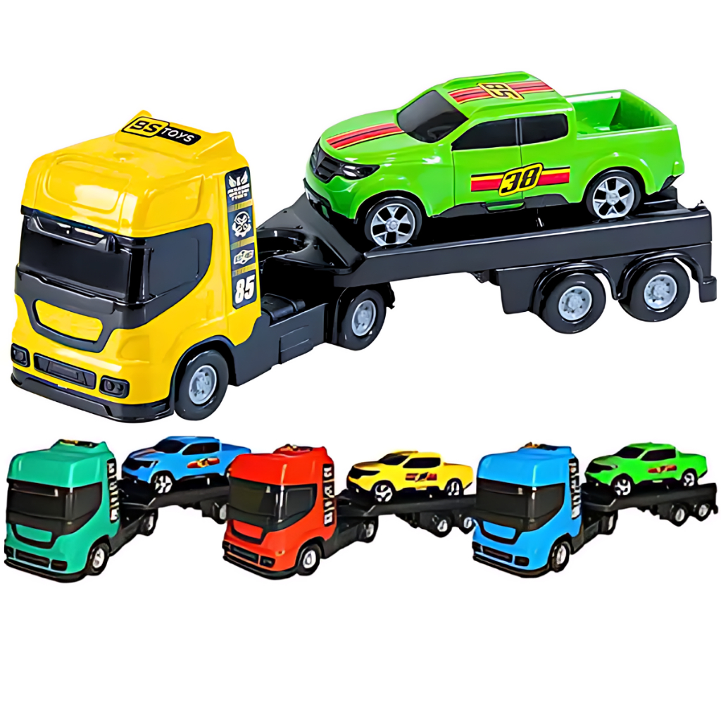 Caminhão Carreta Reboque Cegonheira Cegonha Carrinho Carro Brinquedo Infantil Presente Barato