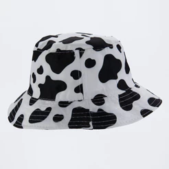 Chapéu Bucket Estampado Vaquinha Machadinho Preto e Branco Estiloso