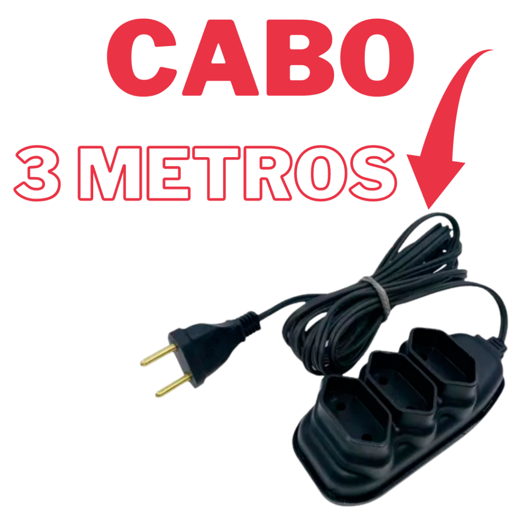 Extensão Elétrica Mega Plug 3 Metros 3 Furos em Oferta na Shopee