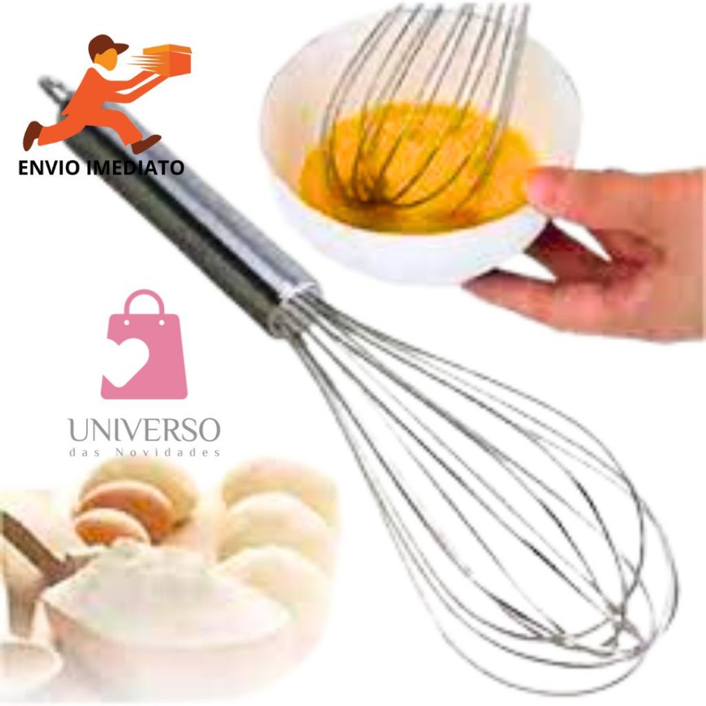 Batedor Fouet Ovos Claras Cremes Massas Omeletes Inox