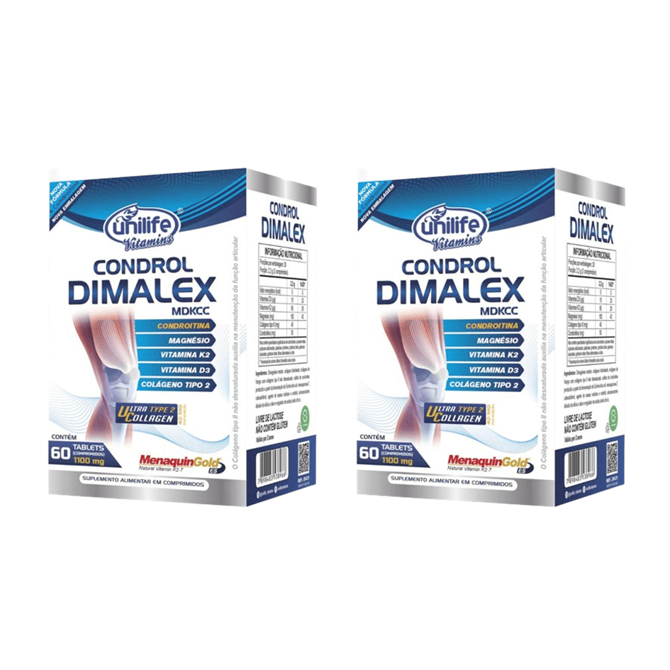 Kit 2 Condrol Dimalex Colageno Tipo 2 + Dimalato e Condroitina  60 Comp - Unilife