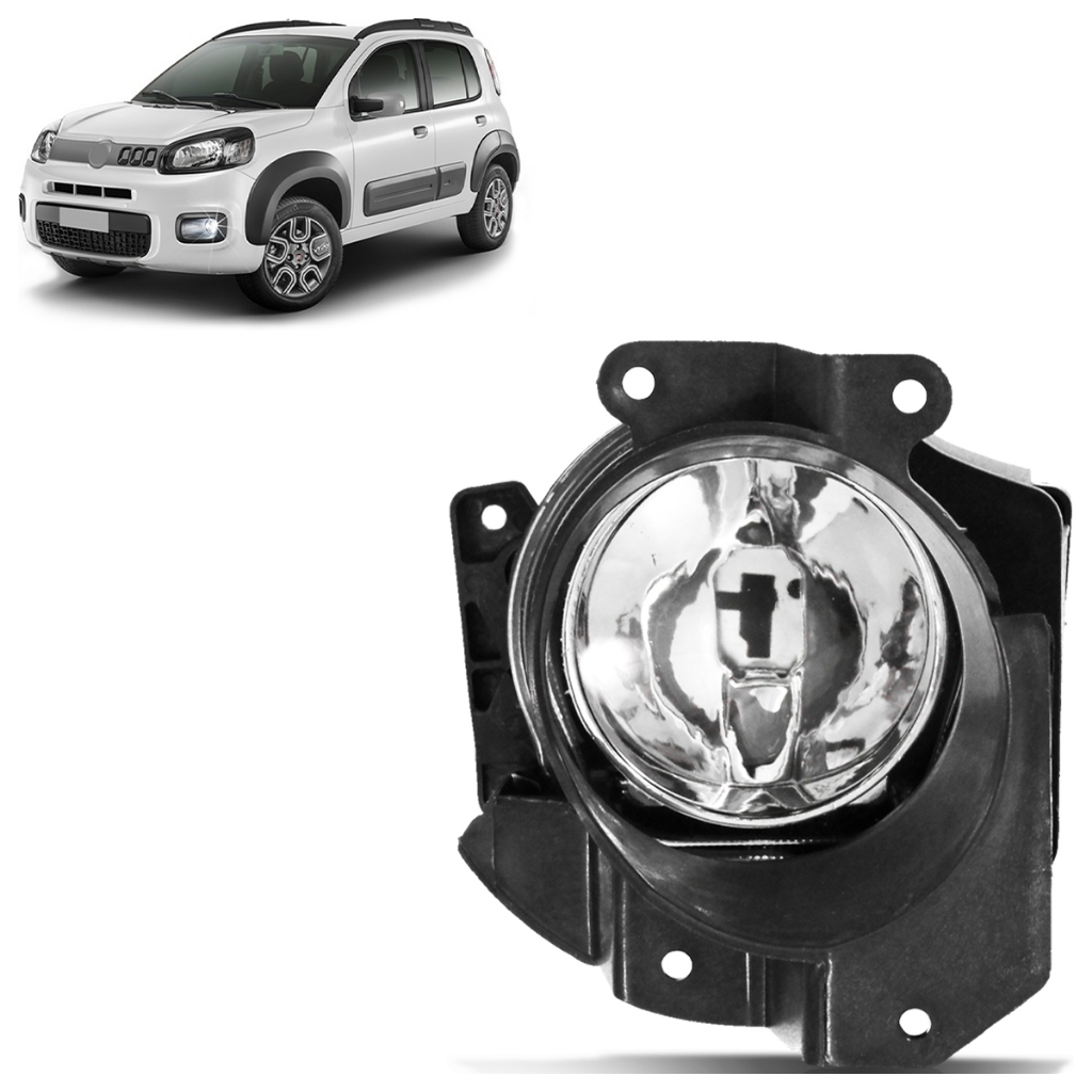 Farol Milha Auxiliar Uno Evo 2010 2011 2012 2013 2014 2015 2016 Cristal Carcaça Preta Lente Lisa - Spare Parts and Accessories for Vehicles