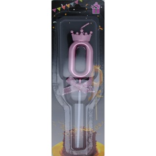 Vela de Aniversário Coroa Rosa Palito com Laço 0-9 em Oferta na Shopee