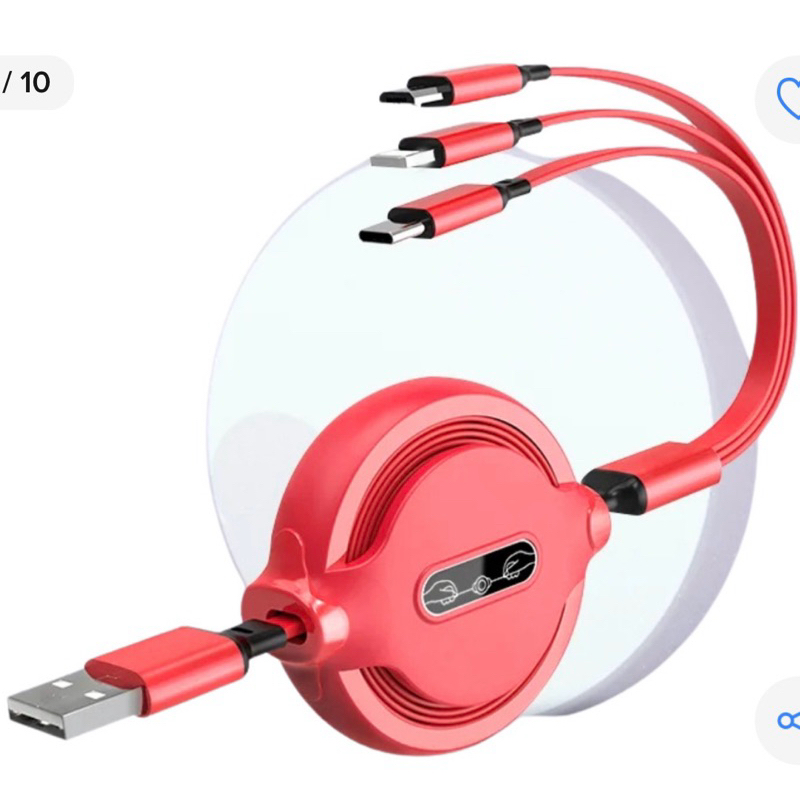 Cabo USB carregador para celular estilo retrátil 3x1. Compatível com tipo C, V8 e iPhone