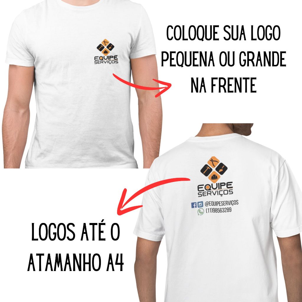 Camiseta Branca Personalizada Sua Logo Aqui Para Festas Comemorações Coleção  Empressa Festivais Fãs