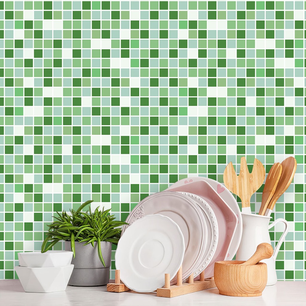 Papel de Parede Adesivo Lavável Pastilhas Banheiro Cozinha Box (PROVA DÁGUA) Autocolante