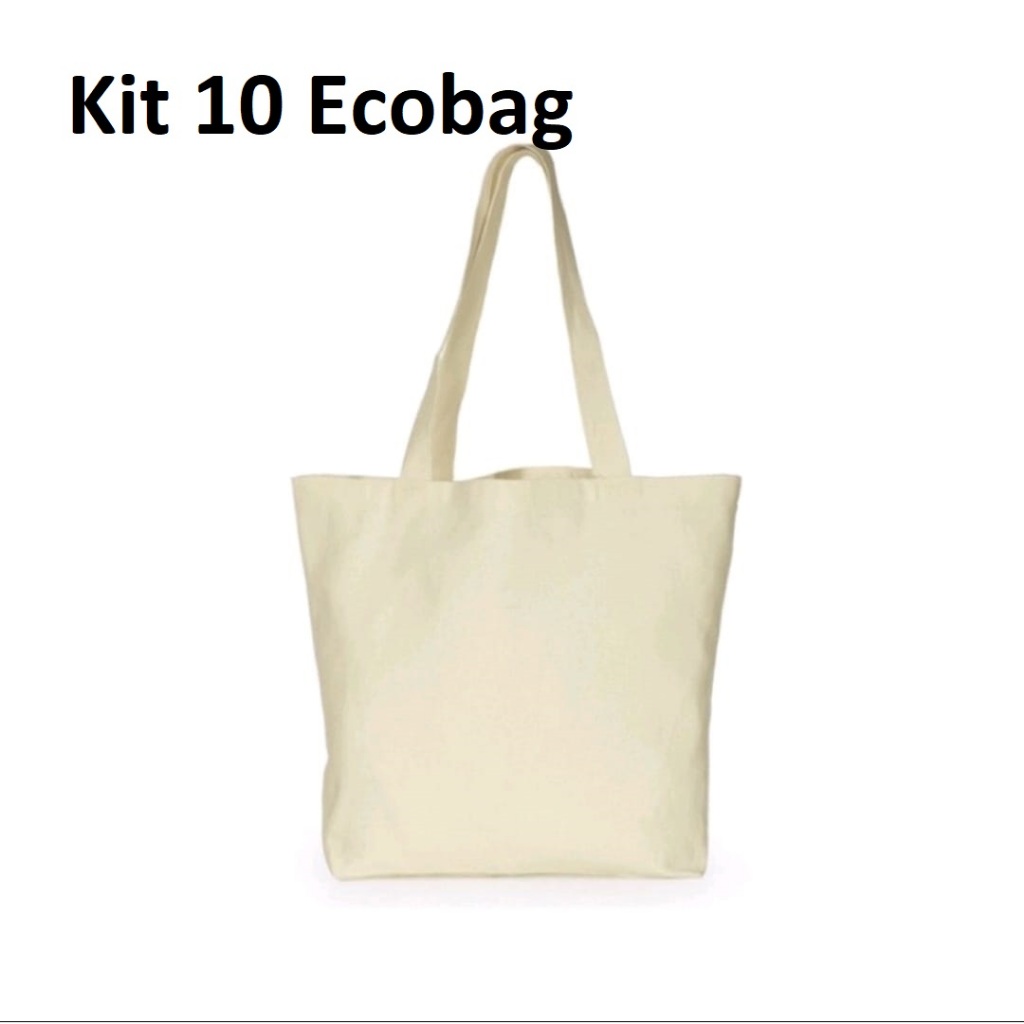 KIT 10 ecobag 32x38 cm GRANDE  lisa em algodão cru Ecológica em Oferta na Shopee