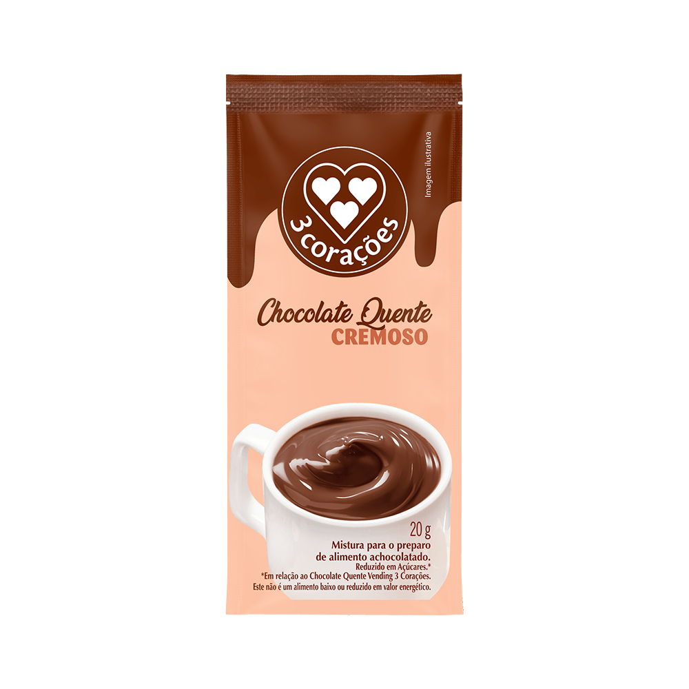 Chocolate Quente Cremoso Sachê 20g 3 Corações 20g - Display Com 10 Unidades