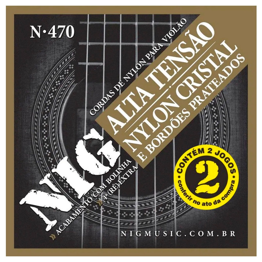 Pack 2 Encordoamentos Violão Nylon Nig Alta Tensão N470 em Oferta na Shopee