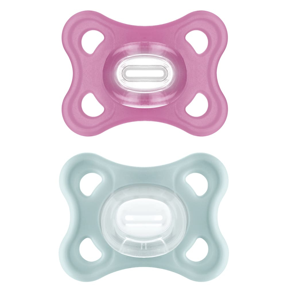 Kit com 2 Chupetas Comfort MAM 0-6m Rosa + Estojo