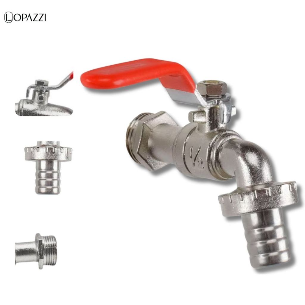 Torneiras Esfera Jardim Simples C/ Bico Uso Geral 1/2 X 3/4 Metal Prateada