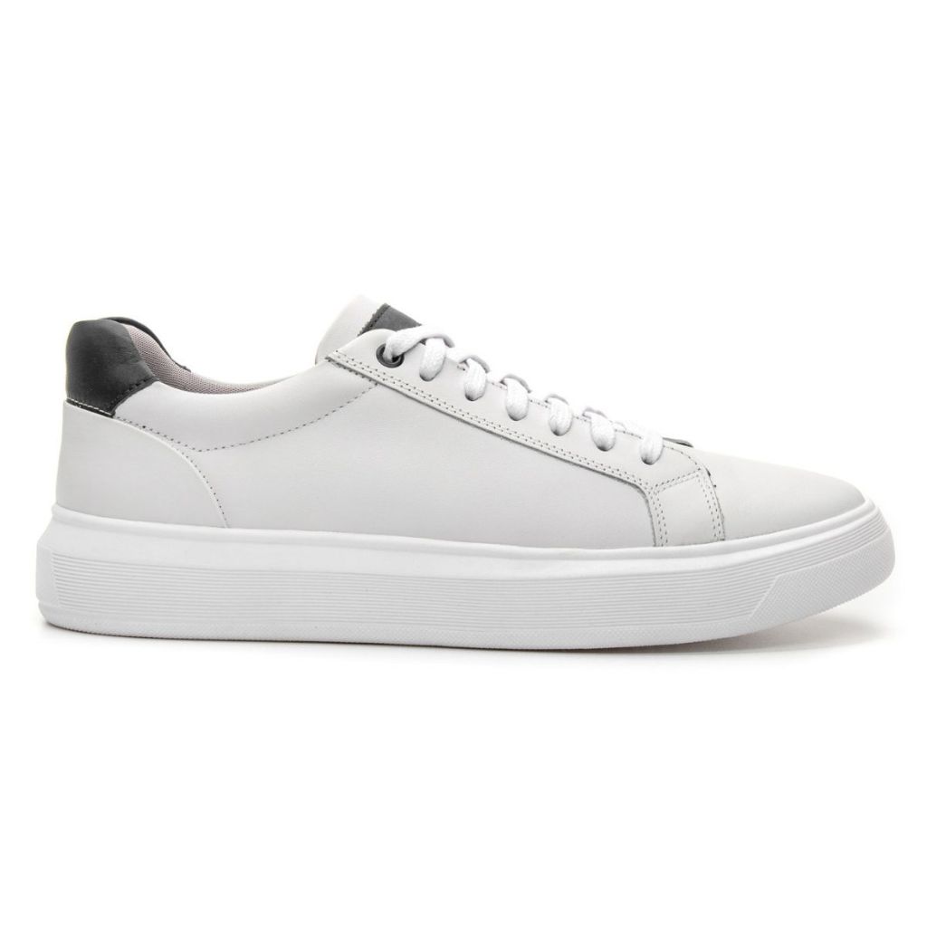 Tenis Masculino Esportivo em Couro Legitimo Casual Palmilha Conforto em Couro Burly Heads Branco