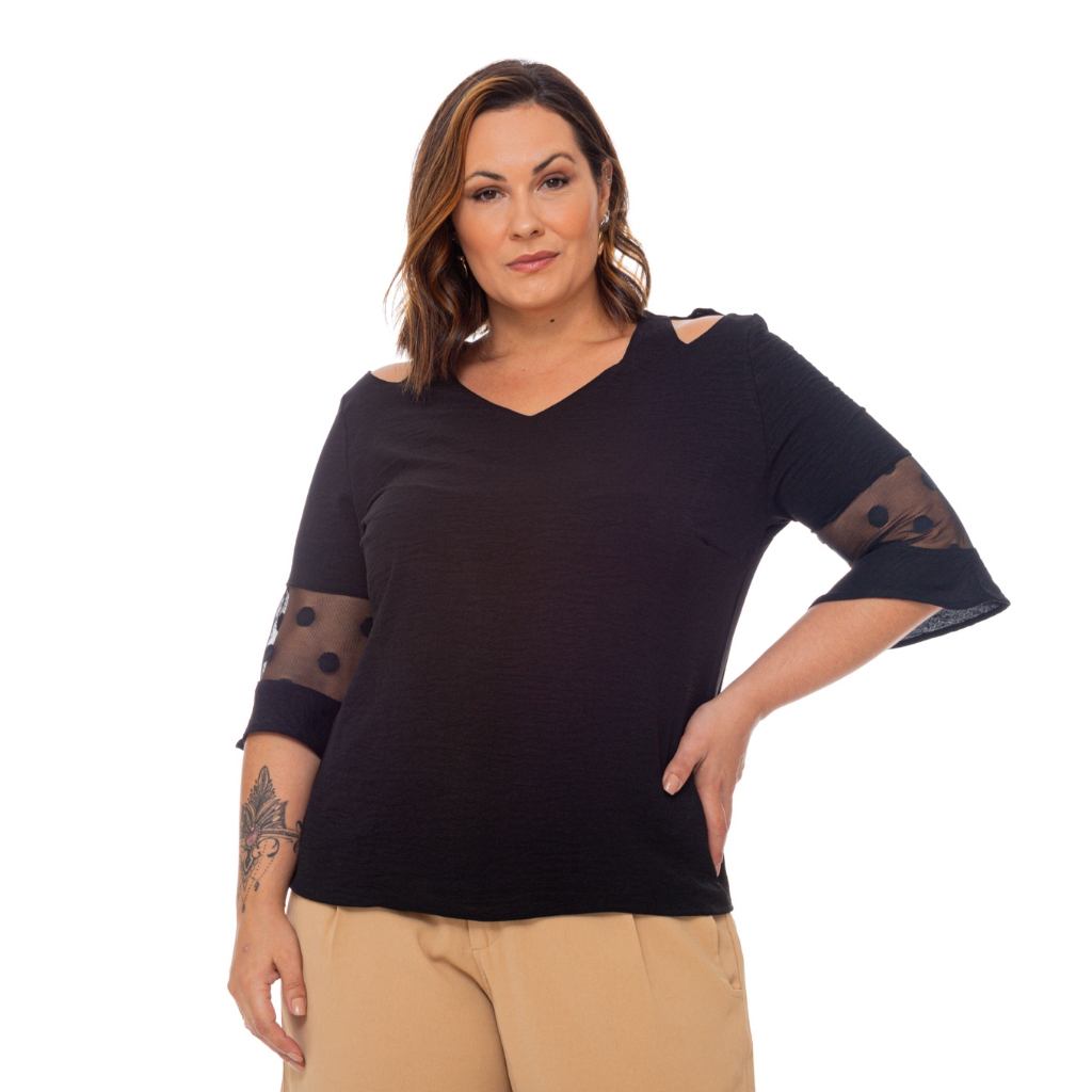 Blusa Plus Size Feminina Festa Elegante Outono Inverno Manga 3/4 Lançamento Detalhes em Renda G1 G2 G3