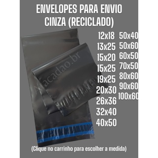 Envelopes de Segurança 100 unidades Cinza Escuro Embalagem Com Aba Adesiva Resistente Sacola Envio em Oferta na Shopee