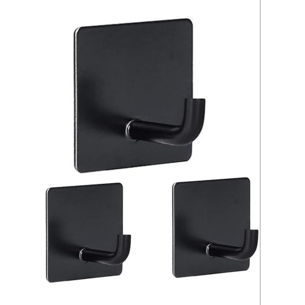 KIT TRES GANCHOS EM METAL REFORCADO MULTIUSO DE PAREDE NA COR PRETO em Oferta na Shopee