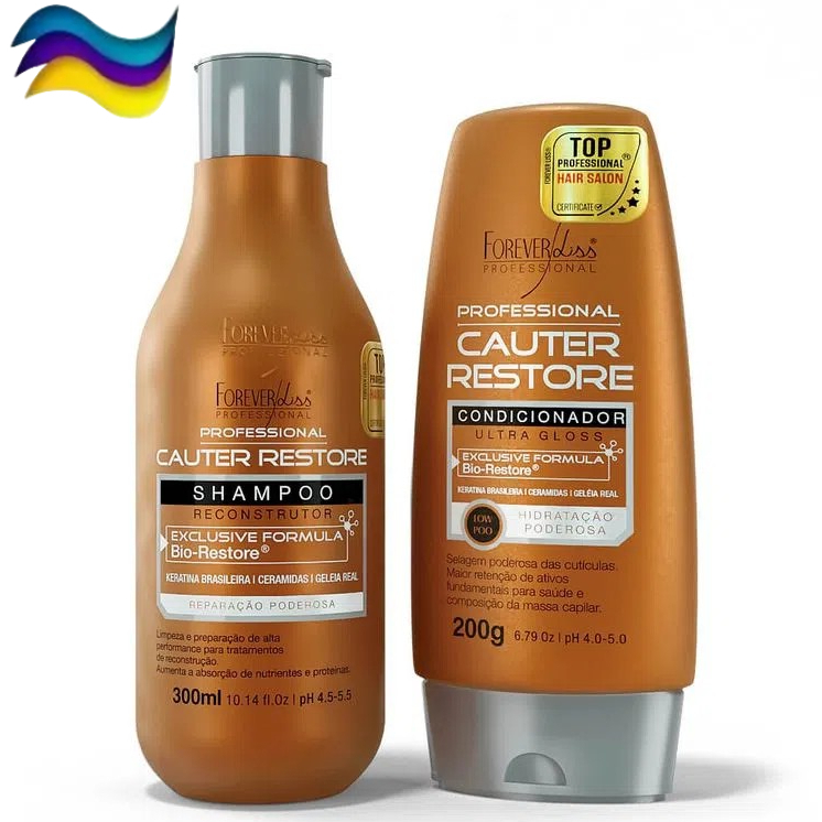 Kit Shampoo Condicionador Cauterização Capilar Cauter Restore Forever Liss Tratamento Recuperação