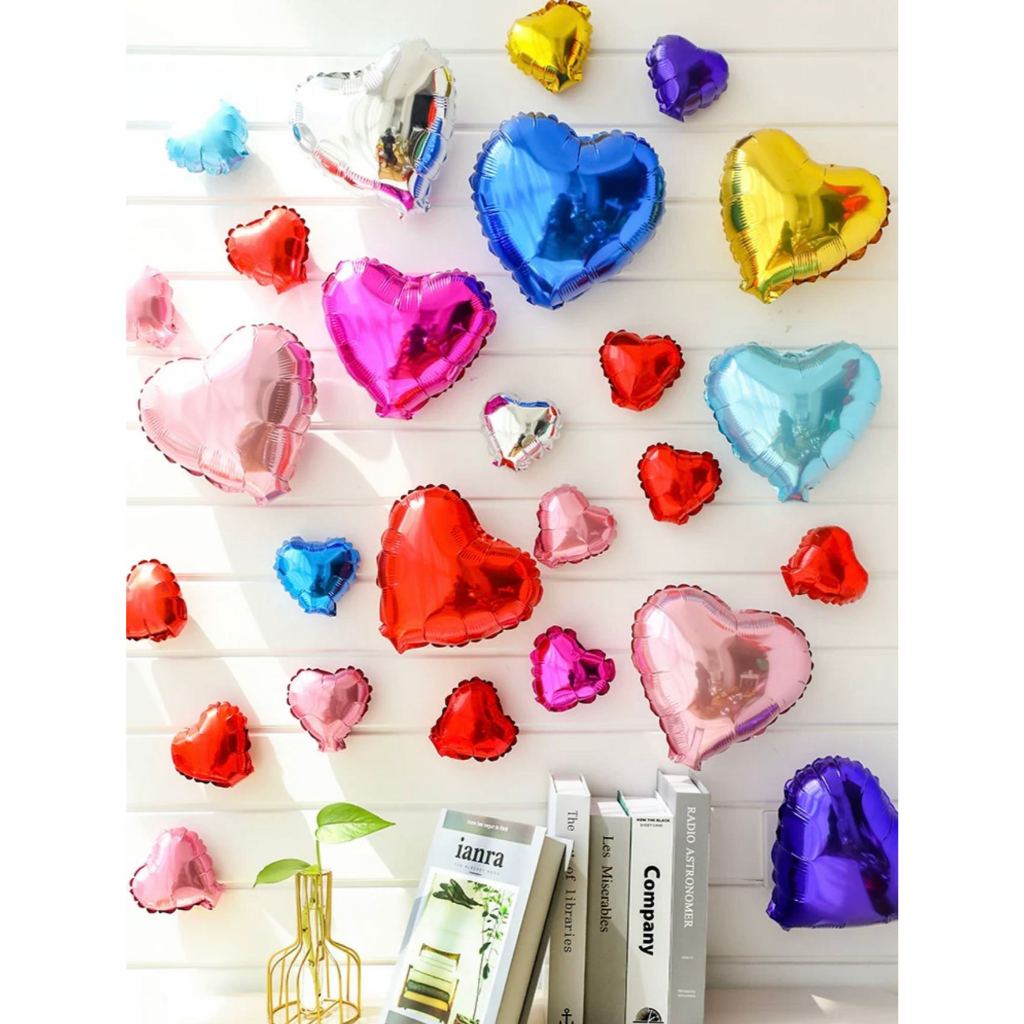 kit c/ 10/20/30 Balão Metalizado Mini Coração Centro de Mesa 5 Polegadas 12cm Decoração para Fessta/Casamento/Namorado