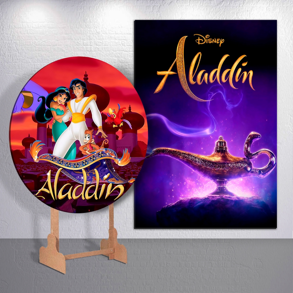 CAPA DE PAINEL DE FESTA ALADDIN LAMPADA MAGICA CAPAS CILINDRO SUBLIMADO DECORAÇÃO RETANGULAR EVENTO
