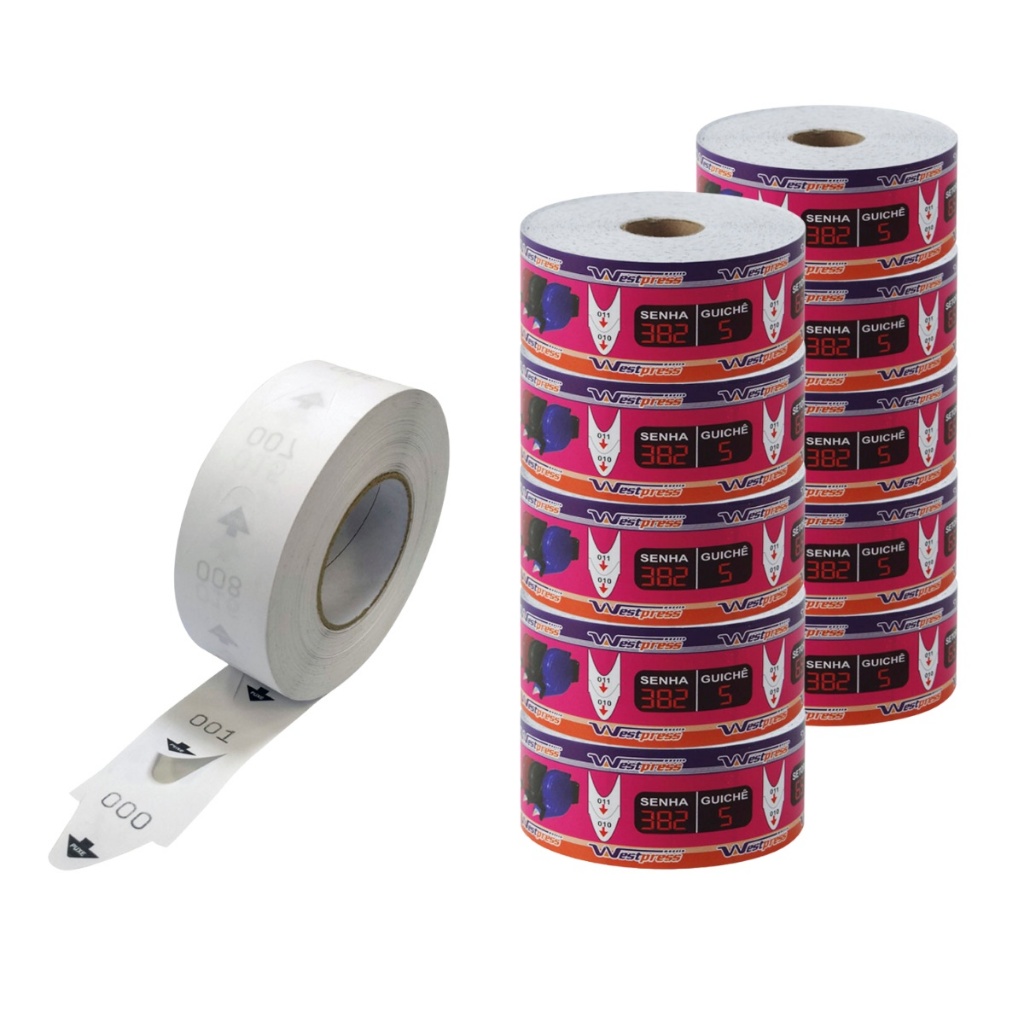 Kit 10 Rolos C/ 2000 Senhas Numeradas 000-999 P/ Dispenser Senha