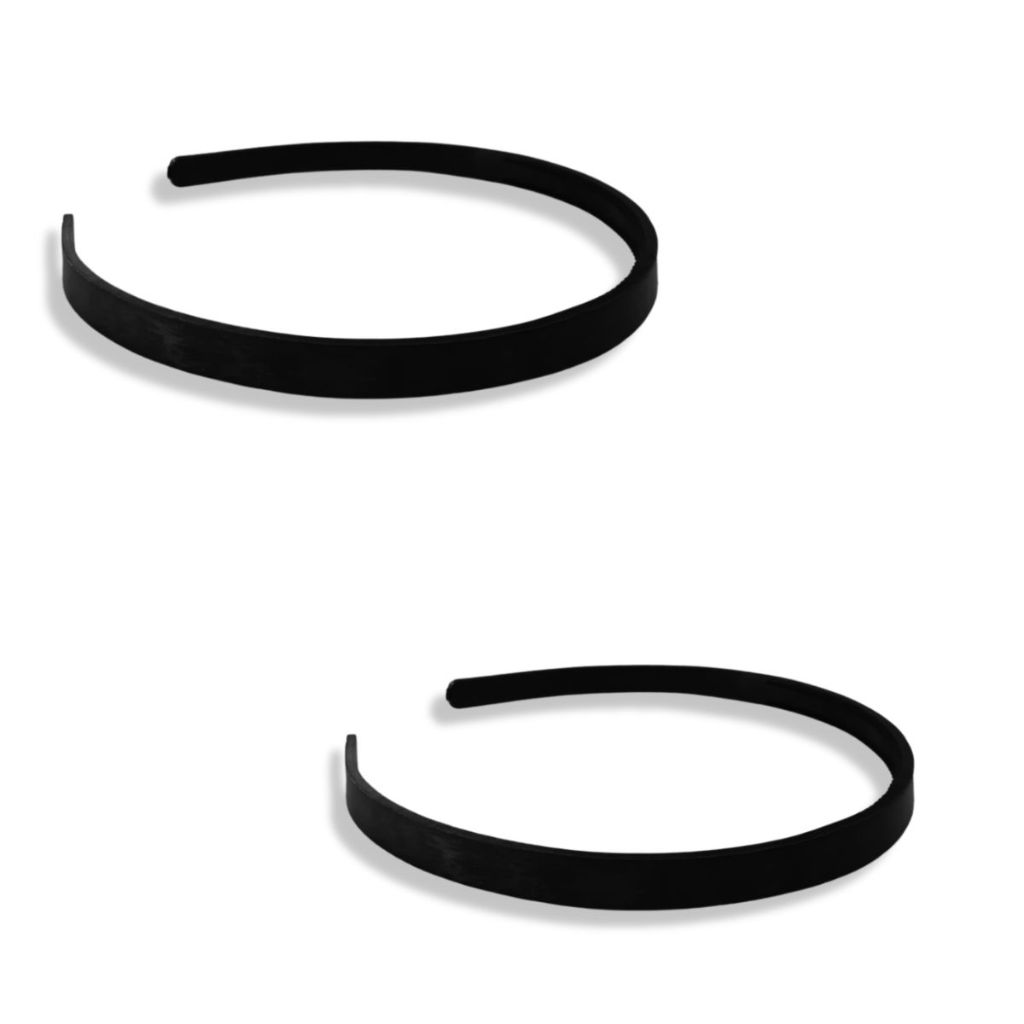 Kit 24 Tiara Arco Arquinho Plástico Forrar/Encapar/Costumizar Fina Dentinho Pente Preta - 10mm / 1cm