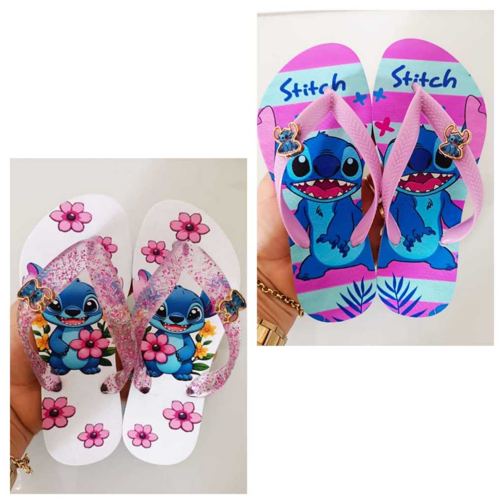 Kit 2 Pares Chinelos Infantil Feminina Sandália Menina Confortável Personagens Verão