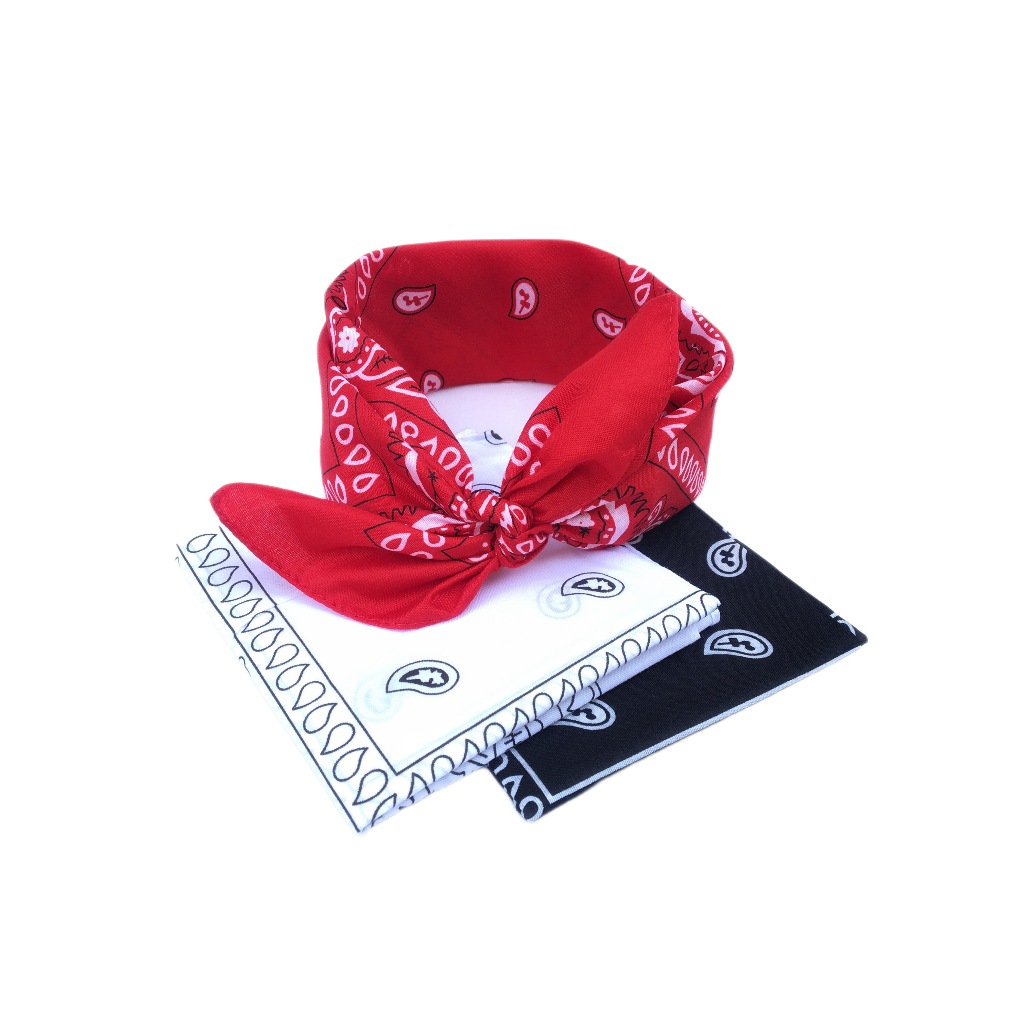 3 Bandanas Estampadas Lenço Em Poliéster Trio Preto Vermelho Branco em Oferta na Shopee