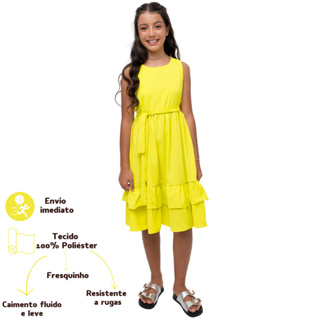 Vestido Menina Infantil Juvenil Festa Midi em Oferta na Shopee