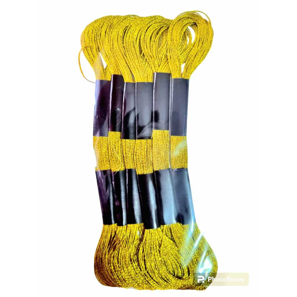 Kit De Linha Meada Para Bordar Com 06 Unidades Ouro Metálica 720843 em Oferta na Shopee