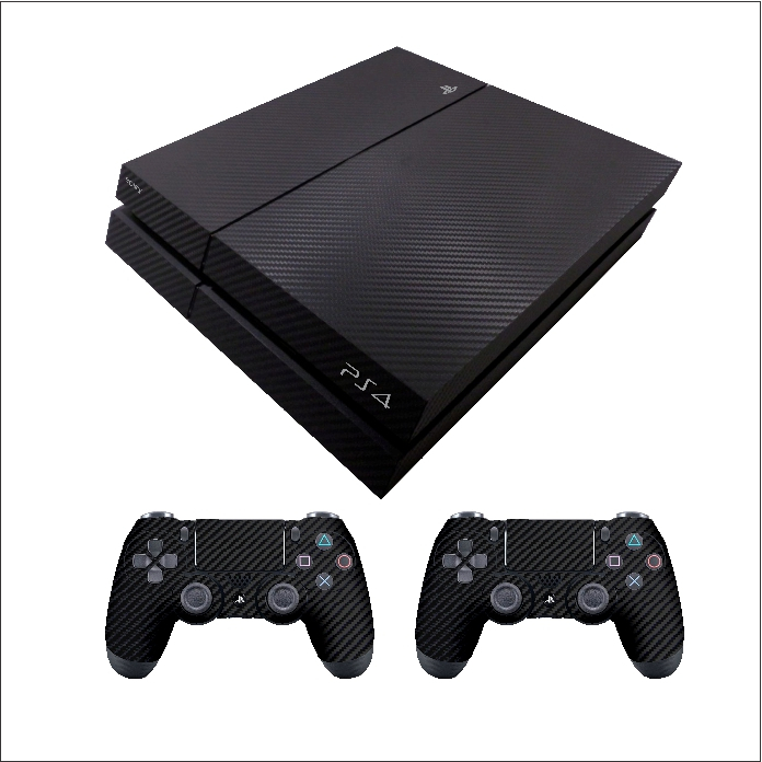 Kit Skin - > Adesivo Carbono Compatível com Play 4 Fat + 2 Skins P/ Controles