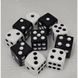 Dados de 6 Lados Pontilhados de 1 a 6 de 16 mm (1,6 Cm) -  Preto e  Branco