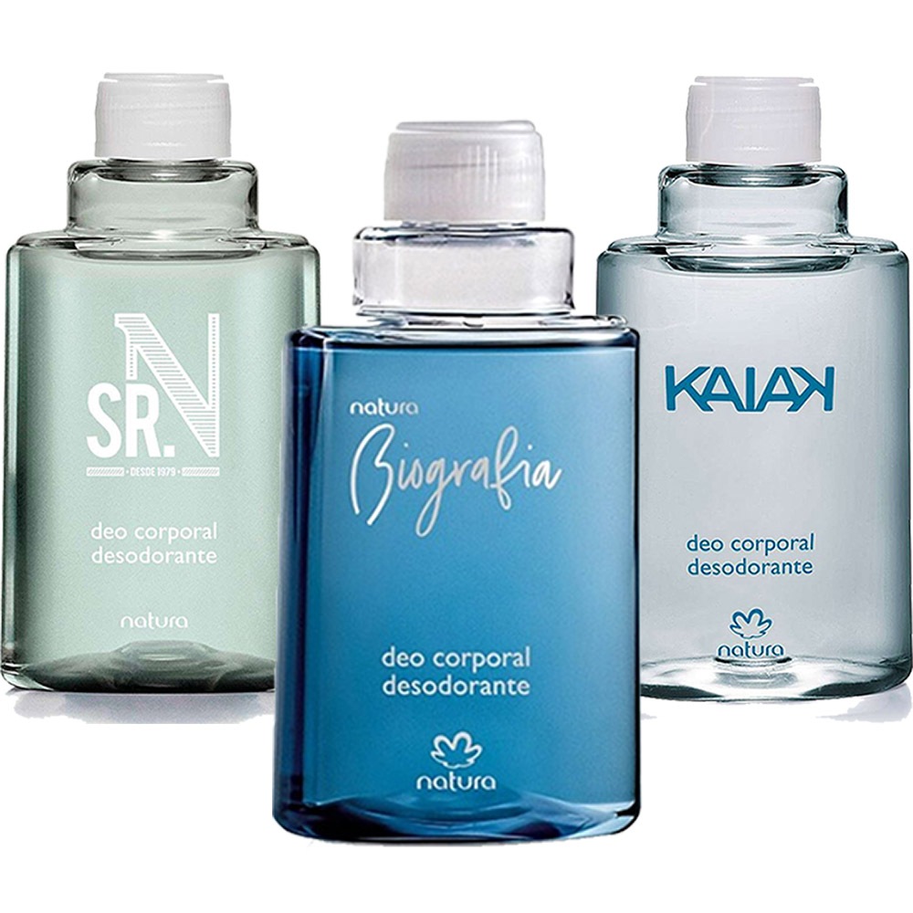 Biografia Sr. N e Kaiak Clássico Tradicional 100ml Refil Desodorante Deo Corporal Masculino Natura