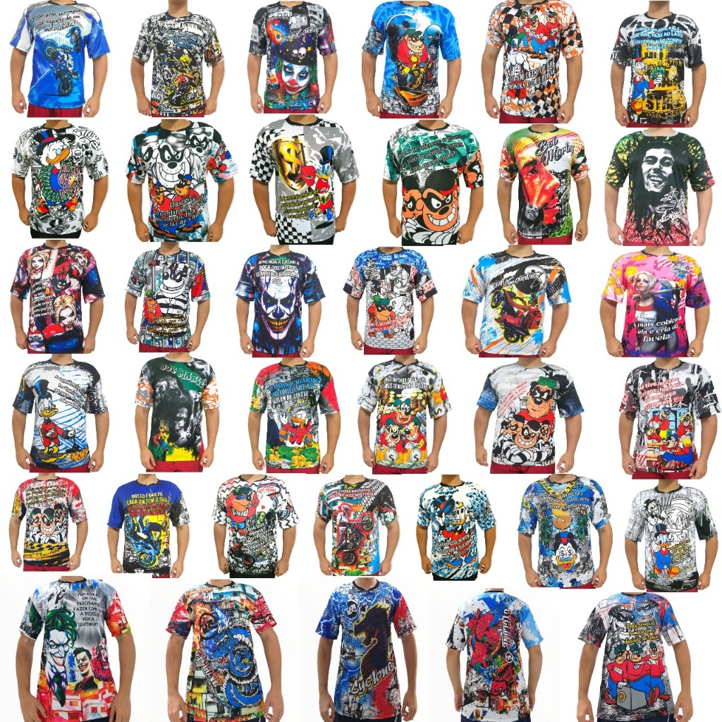 Mega Atacadão 50  Camisetas Mandrake de quebrada favela irmao metralhas tio patinhas arlequina moto grau coringa  cyclonado frases motivacionais