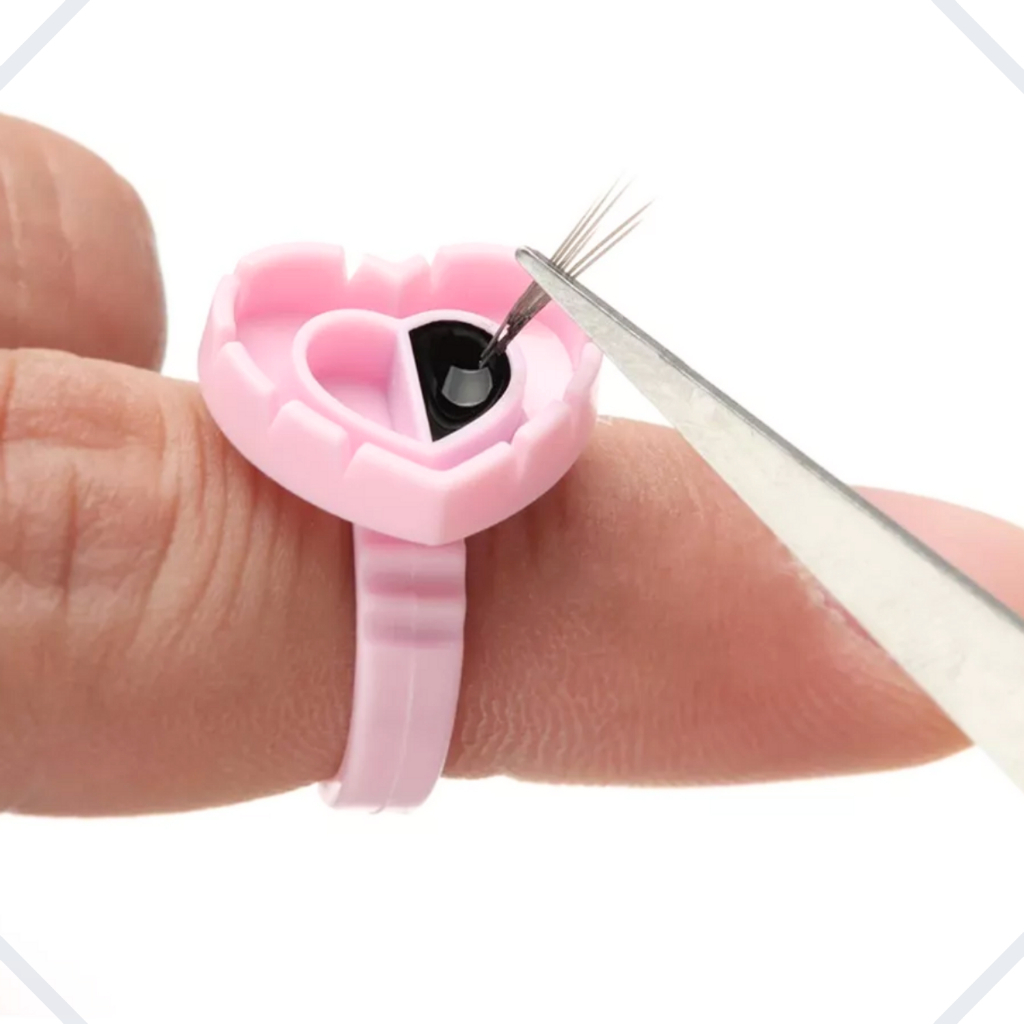 Anel Batoque Com Divisória Porta Cola Coração Volume Russo Alongamento Extensão De Cílios em Oferta na Shopee