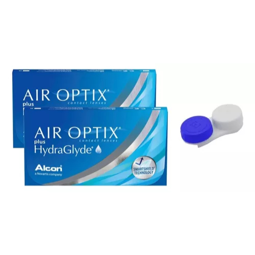 2 Caixas Lentes De Contato Air Optix Hydraglyde com Estojo