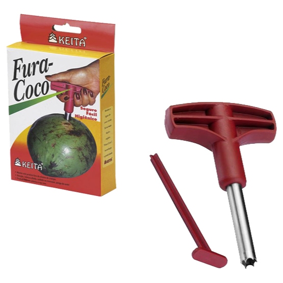 Fura Coco Abridor Perfurador Aço Inox Cabo Plástico Keita