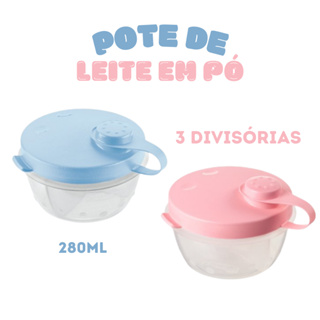 Pote de Leite em Pó Plástico 280ML com 3 divisórias baby SANREMO em Oferta na Shopee