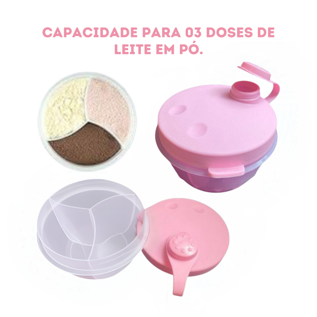 Pote de Leite em Pó Plástico 280ML com 3 divisórias baby SANREMO