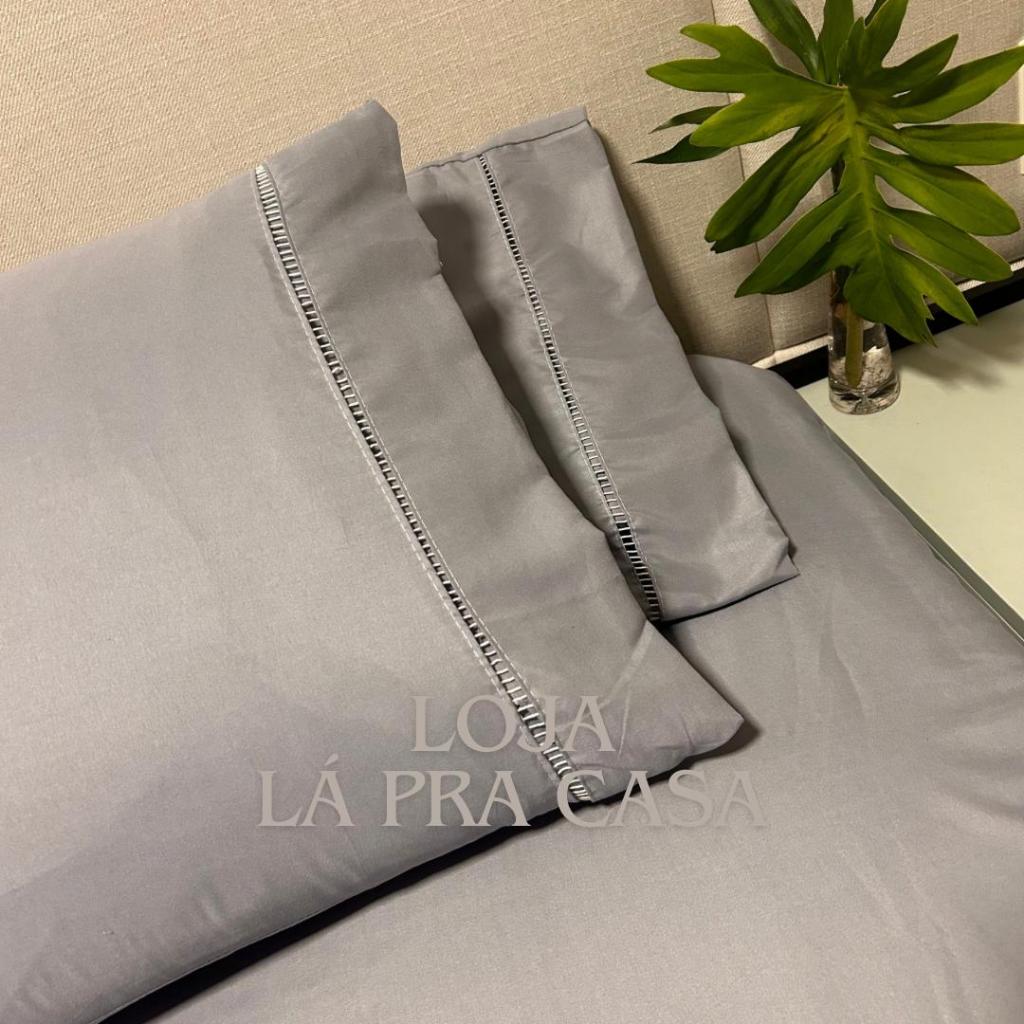 Jogo de Cama King Size 03 Peças 400 Fios Roupa de Cama Lençol King Micropercal Ponto Palito