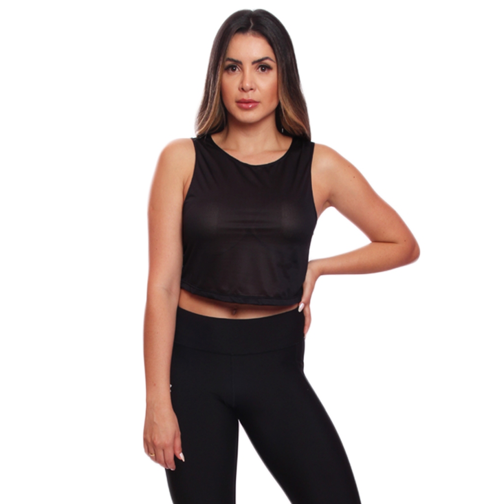 Cropped Regata Cavado Dry Fit Proteção Solar UV Feminino Fitness Academia Treino Blusinha