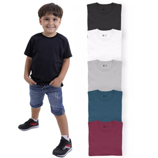 Kit 5 Camisetas Infantil Manga Curta em 100% Algodão Tamanho 2 ao 16