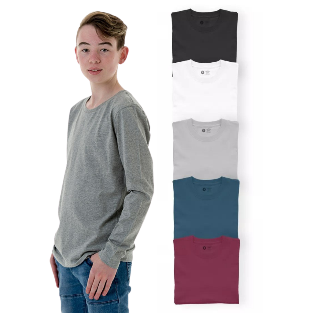 Kit 5 Camisetas Manga Longa Infantil 100% Algodão Tamanho 2 ao 16